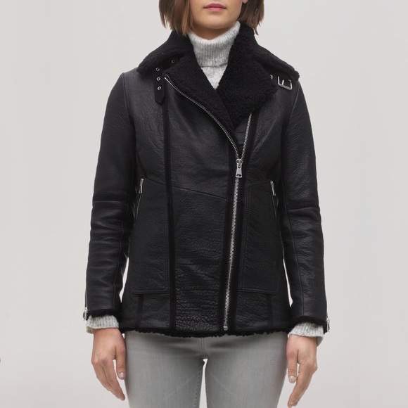Whistles Daria Shearling Lamb Leather 